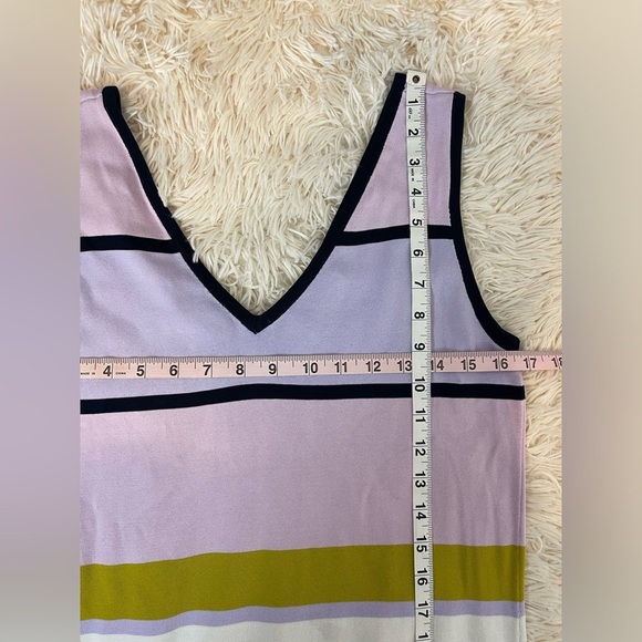 Ted Baker London Pink Yellow Izlie Striped Sheath Dress v neck viscose SZ 3 or M - Picture 6 of 10